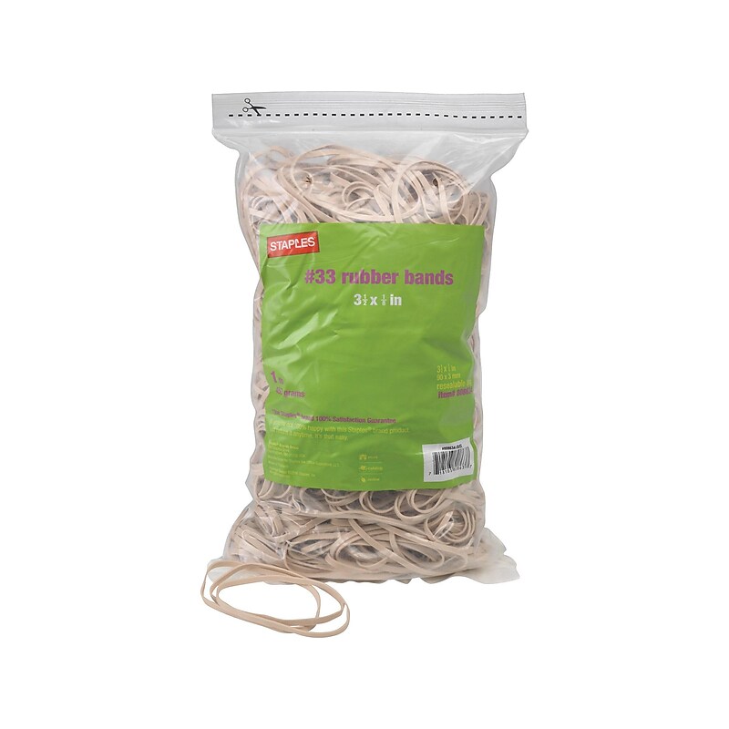 Staples Economy Rubber Bands, #33, 1 lb. Bag, 25 Bags/Carton (17784CT) image 1