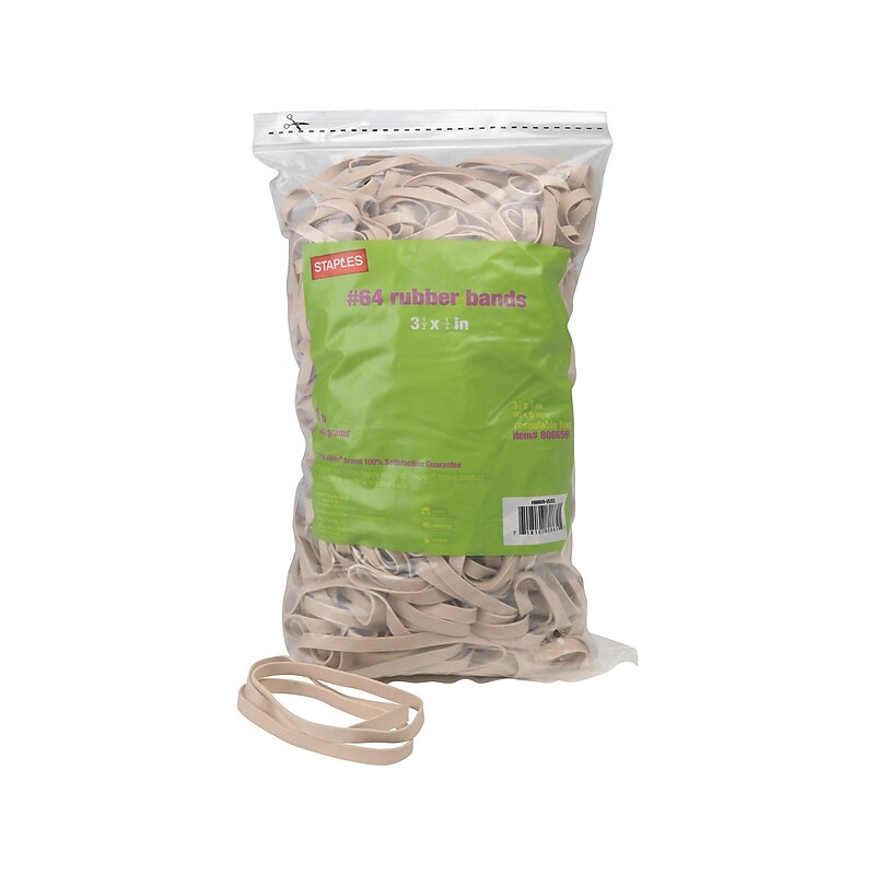 Staples Economy Rubber Bands, #64, 1 lb. Bag, 25 Bags/Carton (17785CT) image 1