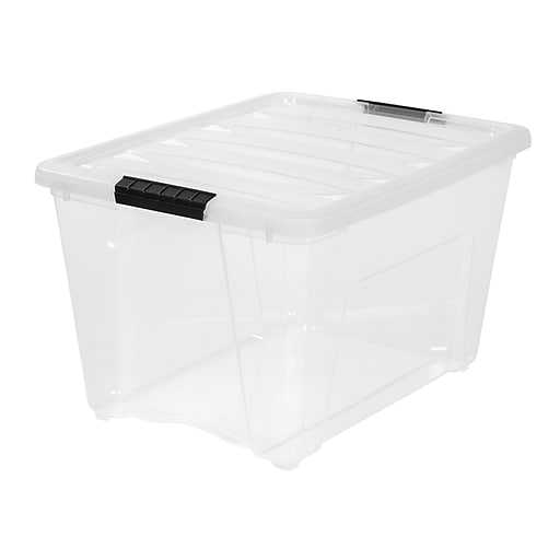Iris Stack and Pull Plastic Storage Box, Clear, 53 qt
