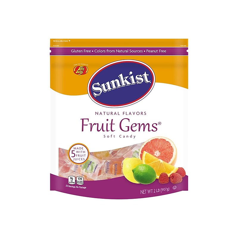 Sunkist Fruit Gems Gummy Candy, Assorted Flavors, 32 oz. (220-00024) image 1