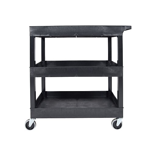 Luxor 3Shelf Plastic/Poly Mobile Utility Cart with Swivel Wheels