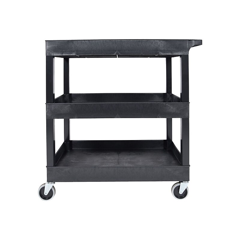 Luxor 3-Shelf Plastic/Poly Mobile Utility Cart with Swivel Wheels, Black (EC111-B) image 1