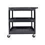 Luxor 3-Shelf Plastic/Poly Mobile Utility Cart with Swivel Wheels, Black (EC111-B)~#|#~sp40797821_sc7