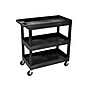 Luxor 3-Shelf Plastic/Poly Mobile Utility Cart with Swivel Wheels, Black (EC111-B)~#|#~sp40797822_sc7