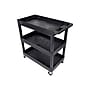 Luxor 3-Shelf Plastic/Poly Mobile Utility Cart with Swivel Wheels, Black (EC111-B)~#|#~sp40797824_sc7