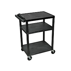 Luxor 3-Shelf Plastic/Poly Mobile A/V Cart with Lockable Wheels