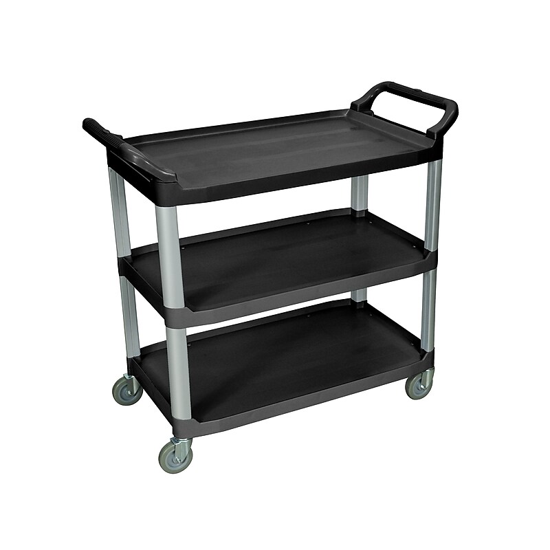 Luxor 3-Shelf Mixed Materials Mobile Serving Cart with Swivel Wheels, Black (SC13-B) image 1