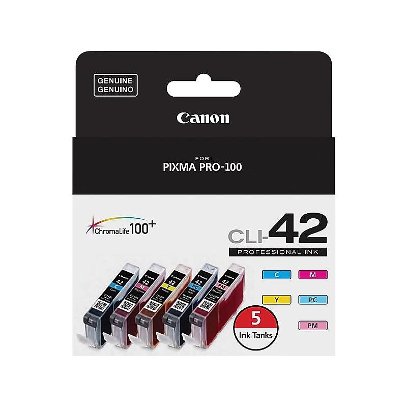Canon 42 Cyan/Magenta/Yellow/Photo Cyan/Photo Magenta Ink Cartridge, 5/Pack (6385B010) image 1