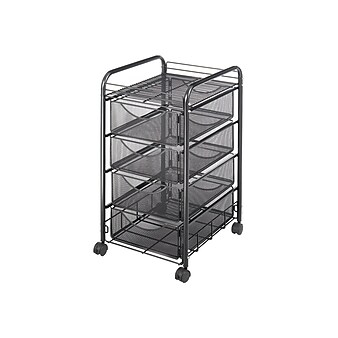Safco Onyx Mesh Mobile File Cart with Lockable Wheels, Black (5214BL)
