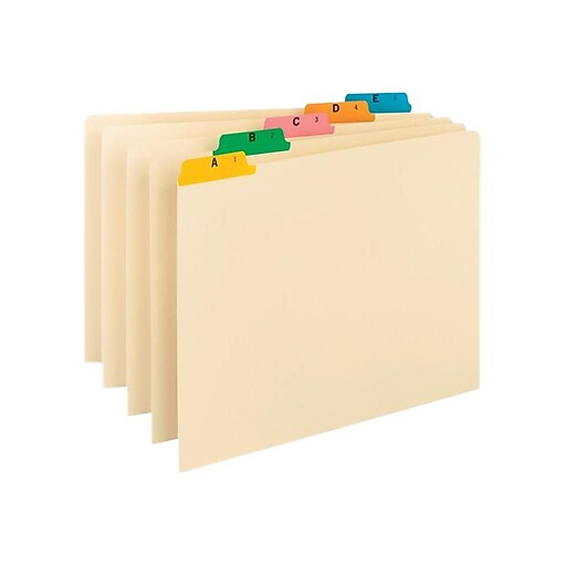 Smead 5Tab Filing Guides, MultiColored Fused Poly Tab (AZ), Legal