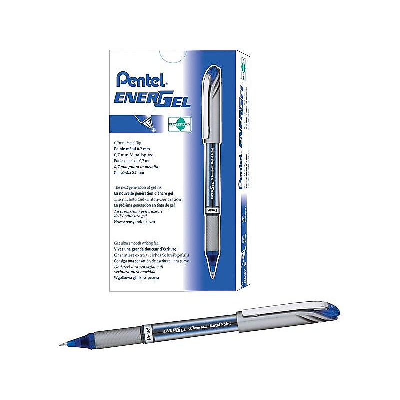 Pentel EnerGel NV Gel Pens, Medium Point, Blue Ink, Dozen (BL27-C) image 1