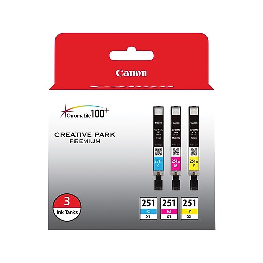 Canon CLI251XL C/M/Y Color Ink Cartridges (6449B009), High Yield