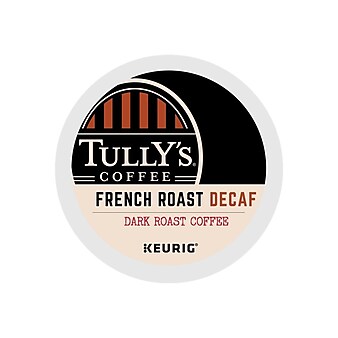 Tully's French Roast Decaf Coffee, Keurig K-Cup Pods, 96/Carton (700282)