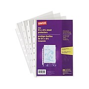 Staples 7 Hole Punched Sheet Protectors, 5.5" x 8.5", Clear, 25/Pack (15942)