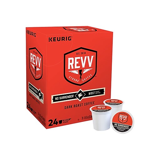 Revv Coffee No Surrender Coffee Keurig® KCup® Pods, Dark Roast, 24/Box