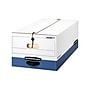 Bankers Box Heavy-Duty Corrugated File Storage Boxes, String & Button, Legal Size, White/Blue, 12/Carton (00012)~#|#~sp40798027_sc7