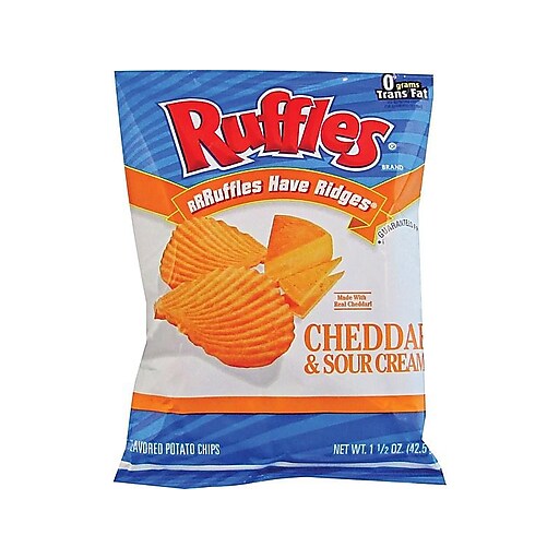 Ruffles Potato Chips, Cheddar & Sour Cream, 1.5 Ounce (Pack of 64)