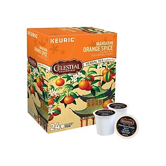 Celestial Seasonings Mandarin Orange Spice Herbal Tea, Keurig K-Cup Pods, 24/Box (14735)
