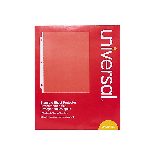 Universal Top Loading Sheet Protectors, Clear, 100/Box (UNV21125) Staples