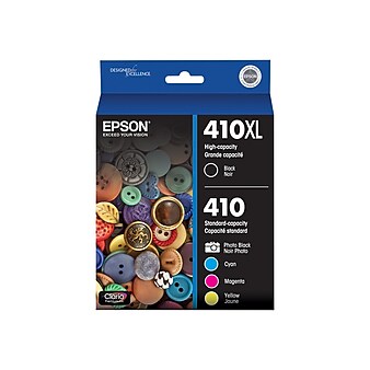 Epson T410XL/T410 Black High Yield and Cyan/Magenta/Yellow/Photo Black Standard Yield Ink Cartridge, 5/Pack (T410XLBCS)