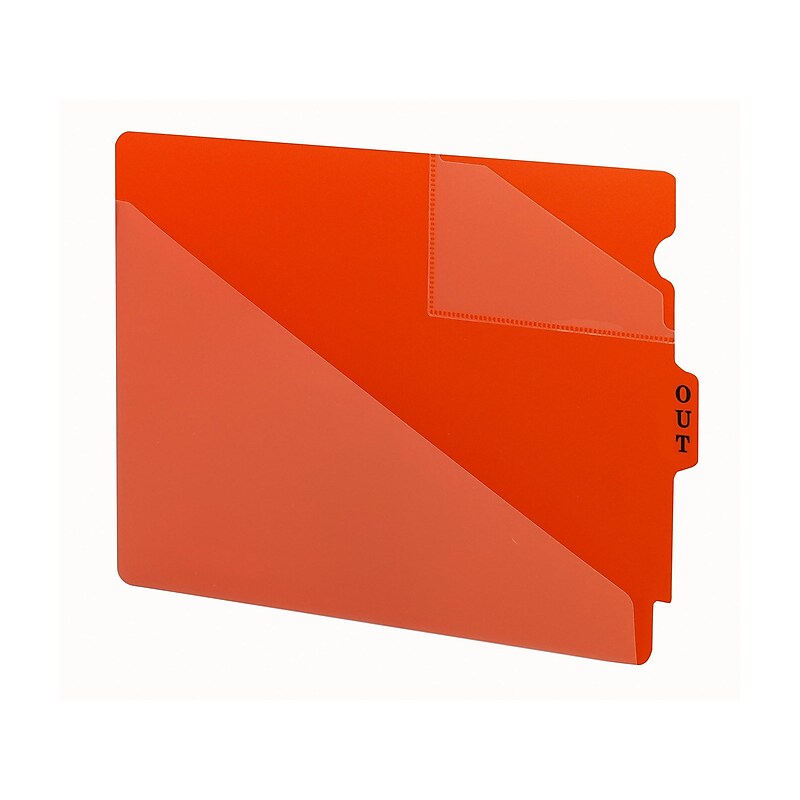 Smead End Tab Poly Outguides, Two Pocket, Center Position Tab, Extra Wide Letter Size, Red, 50/Box (61960) image 1