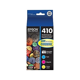 Epson T410 Cyan/Magenta/Yellow/Photo Black Standard Yield Ink Cartridge, 4/Pack (T410520S)