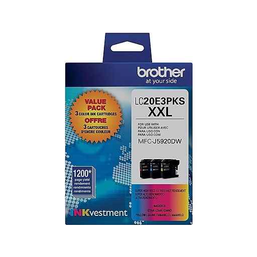 Brother LC20E Color Ink, LC20E3PKS, Extra High Yield, 3/Pack Staples