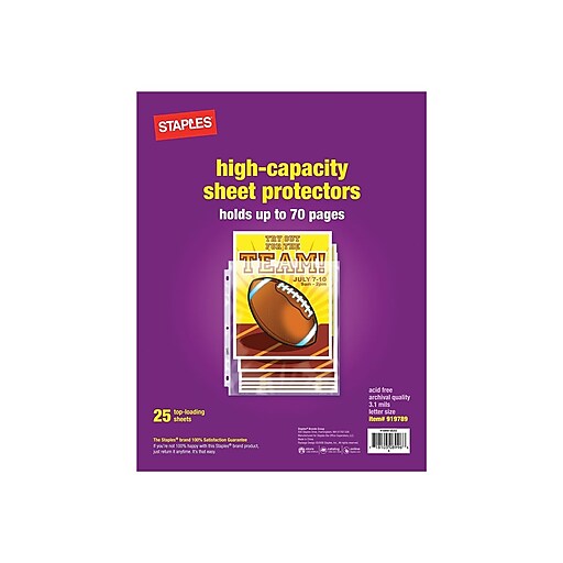 Staples 952556 3-Pocket Sheet Protectors Clear 