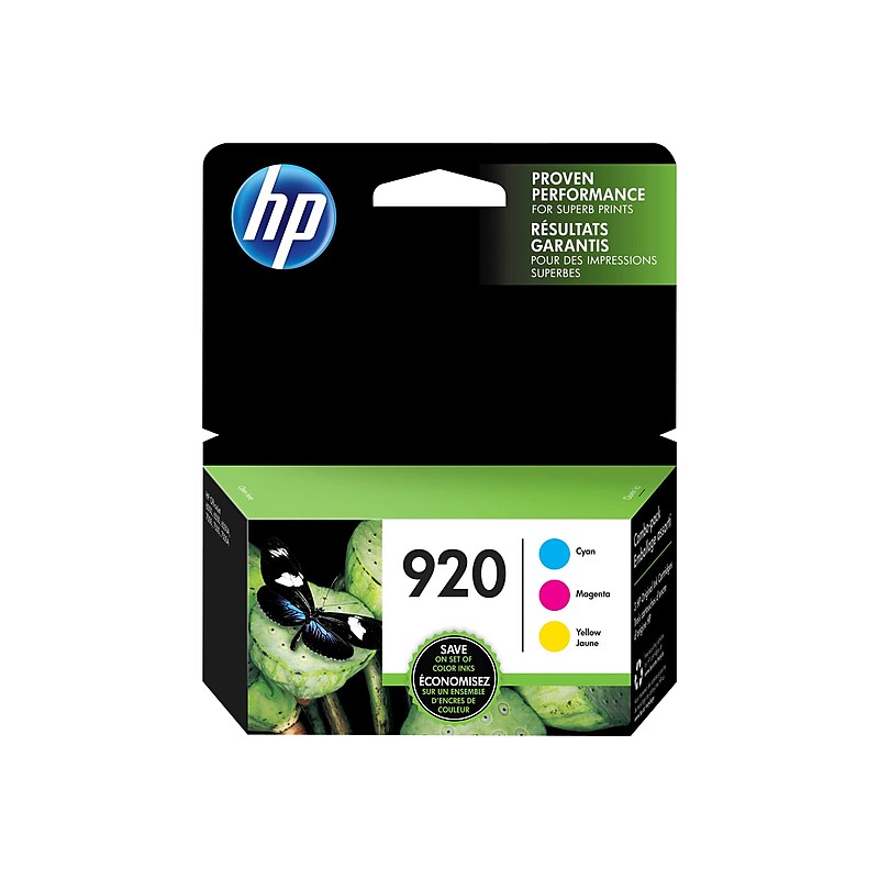 HP 920 Cyan/Magenta/Yellow Standard Yield Ink Cartridge, 3/Pack (N9H55FN#140) image 1