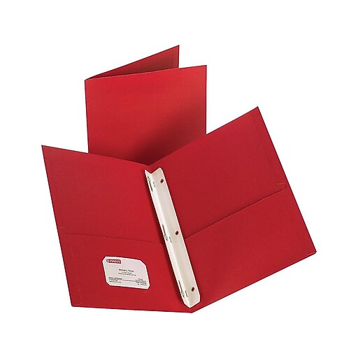 Staples® 2Pocket Folder with Fasteners, Red at Staples