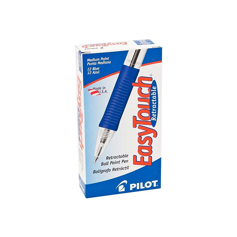 Pilot EasyTouch Retractable Ballpoint Pens, Medium Point, Blue Ink, Dozen (32221) image 1