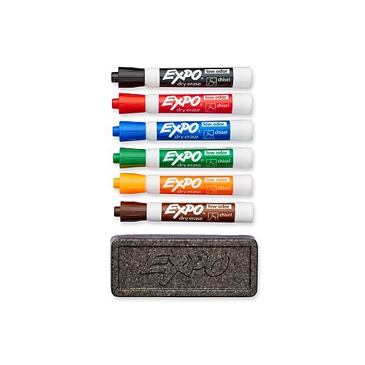 Expo Low Odor DryErase Marker and Organizer Kit, Broad Chisel Tip