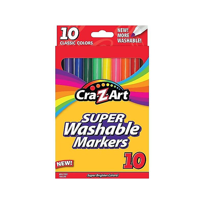 Cra-Z-Art Classic Super Washable Markers, Fine, Assorted, 10/Pack (10161-48) image 1