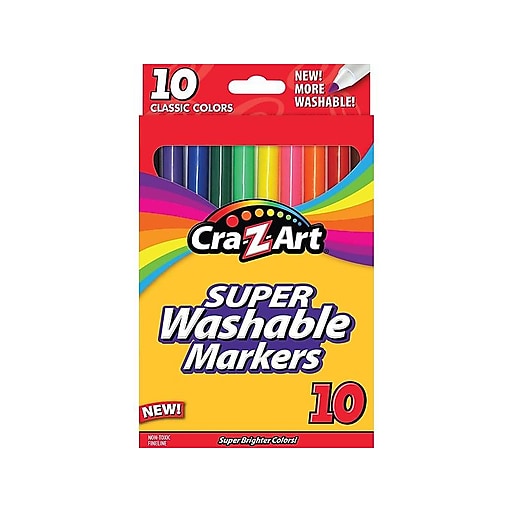 Cra-Z-Art 1016148 Super Washable Markers, Fine Bullet Tip, 10 Assorted