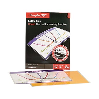 Swingline GBC EZUse Thermal Laminating Pouches, Letter Size, 5 Mil, 100/Box (3200716)