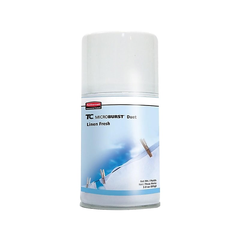 Rubbermaid Microburst 9000 Aerosol Refill, Fresh Linen, 4/Carton (RCP4012441) image 1