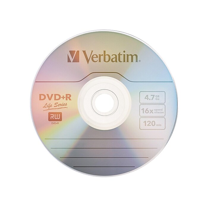 Verbatim Life Series 97174 16x DVD+R, Silver, 50/Pack | Staples