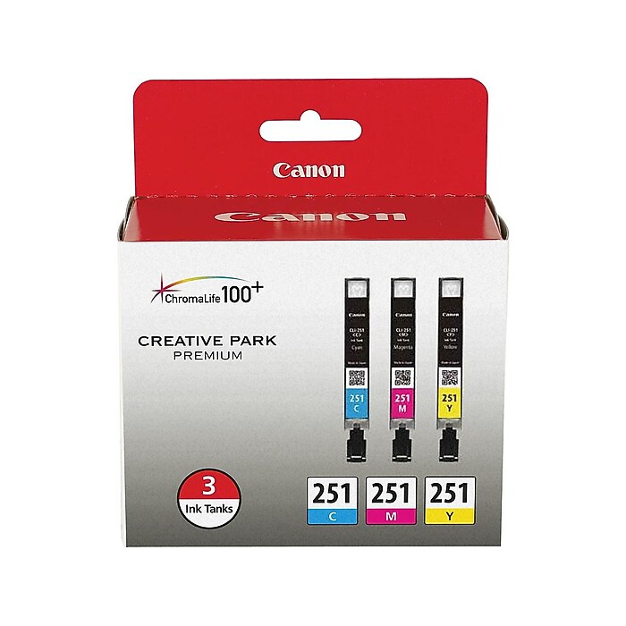 Canon 251 Cyan/Magenta/Yellow Ink Cartridge, 3/Pack (6514B009