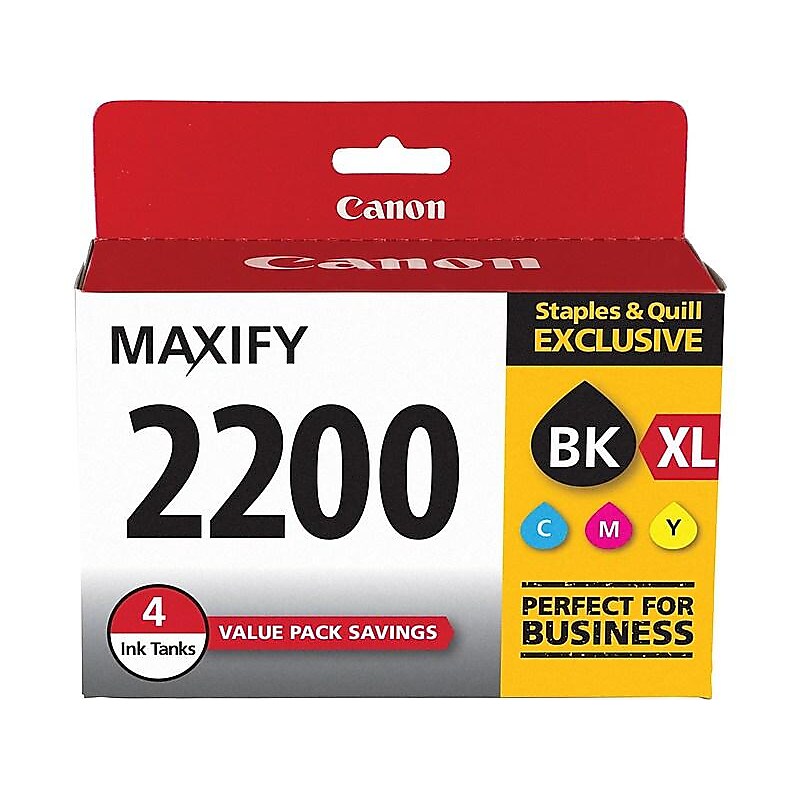 Canon 2200XL Black/Color Ink Cartridges, High Yield/Standard Yield, 4/Pack (9255B005) image 1