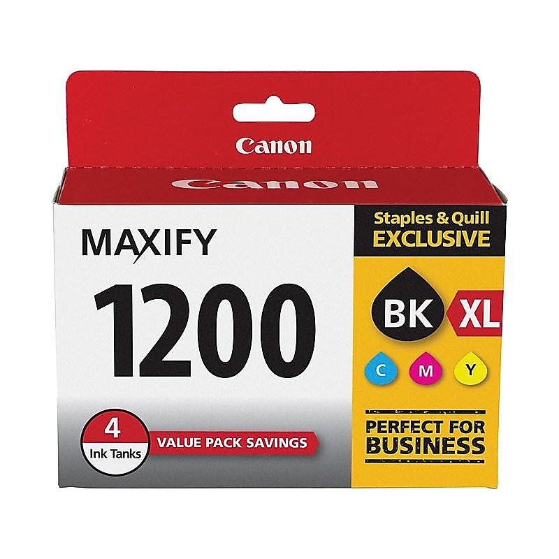 Canon 1200XL Black High Yield/Cyan, Magenta, Yellow Standard Ink Cartridge, 4/Pack (9183B005) image 1