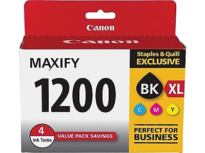 Canon 1200XL Black High Yield/Cyan, Magenta, Yellow Standard Ink Cartridge, 4/Pack (9183B005) Sansujyuku sansujyuku.com