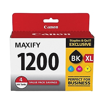 Canon PGI 1200XL High Yield Black/Standard Color Ink Cartridges, 4/Pack (9183B005)