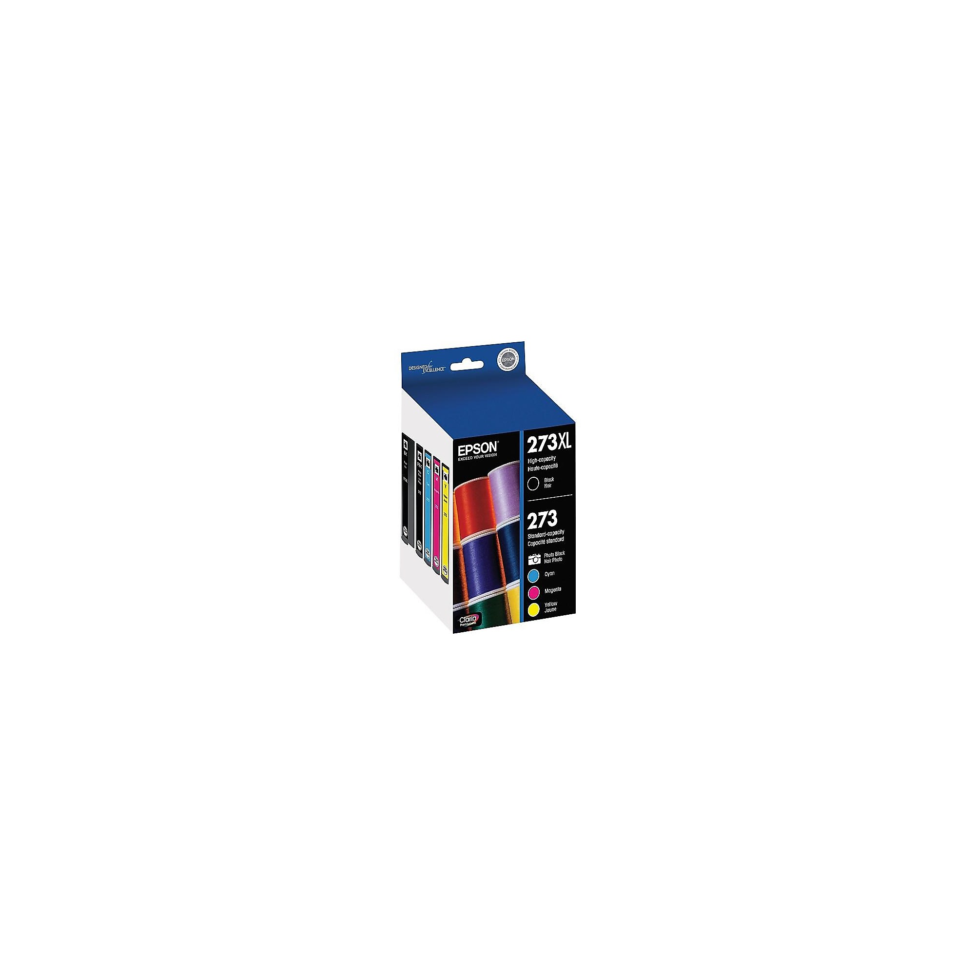 Epson T273XL/T273 Black High Yield and Cyan/Magenta/Yellow Standard Yield Ink Cartridges, 5/Pack (T273XL-BCS) Sansujyuku sansujyuku.com