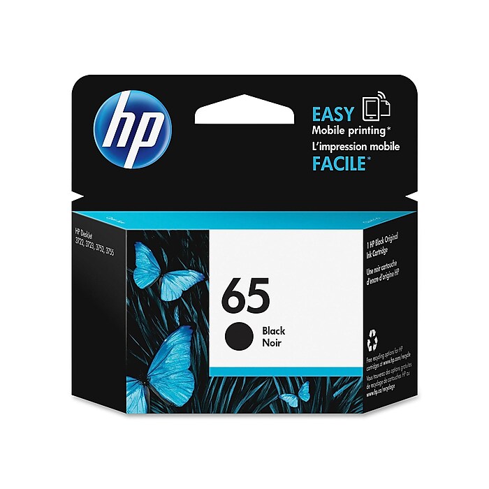 HP 65 Black Standard Yield Ink Cartridge, Print Up to 120 Pages  (N9K02AN#140) | Staples