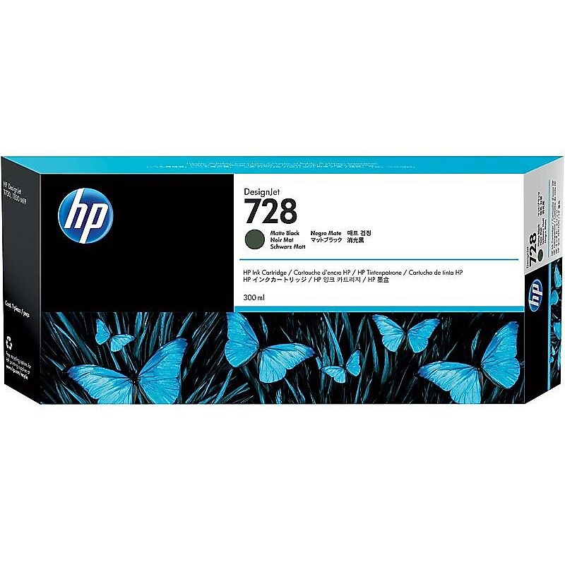HP 728 Black Matte High Yield Ink Cartridge (F9J68A) image 1