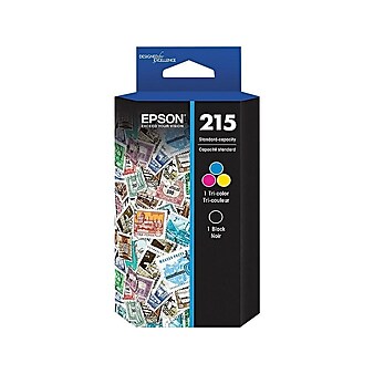 Epson T215 Black/Tri-Color Standard Yield Ink Cartridge, 2/Pack