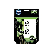HP 60 Black Standard Yield Ink Cartridge, 2/Pack (CZ071FN#140)