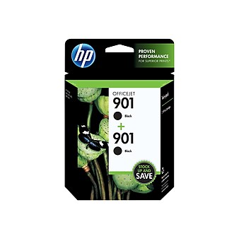 HP 901 Black Standard Yield Ink Cartridge, 2/Pack (CZ075FN#140)
