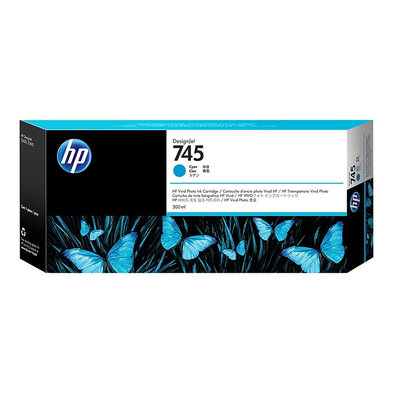 HP 745 Cyan Standard Yield Ink Cartridge (F9K03A) image 1