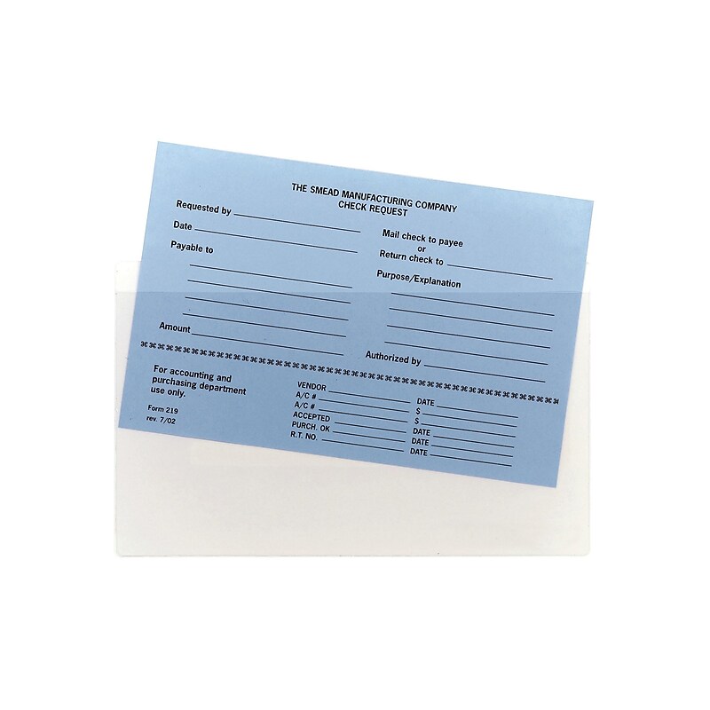 Smead Self-Adhesive Poly Pockets, 5" x 8.75", Clear, 100/Box (68185) image 1